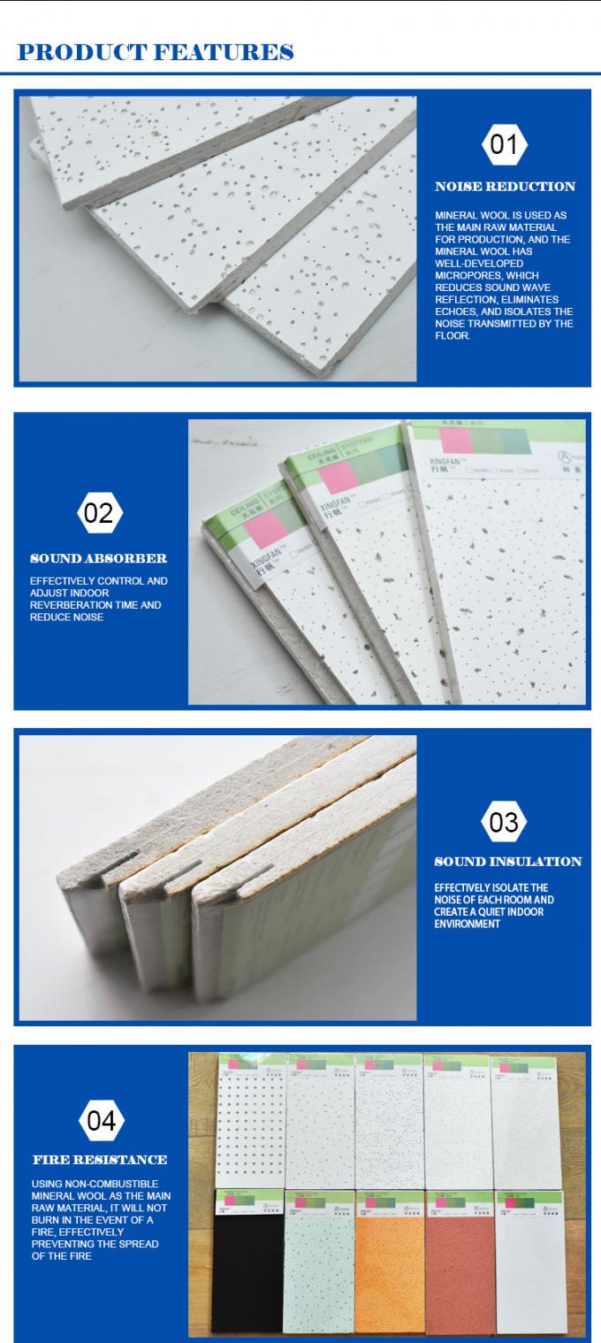 Hotel Acoustical Mineral Fiber 2x4 Ceiling Tiles For Artistic Ceilings